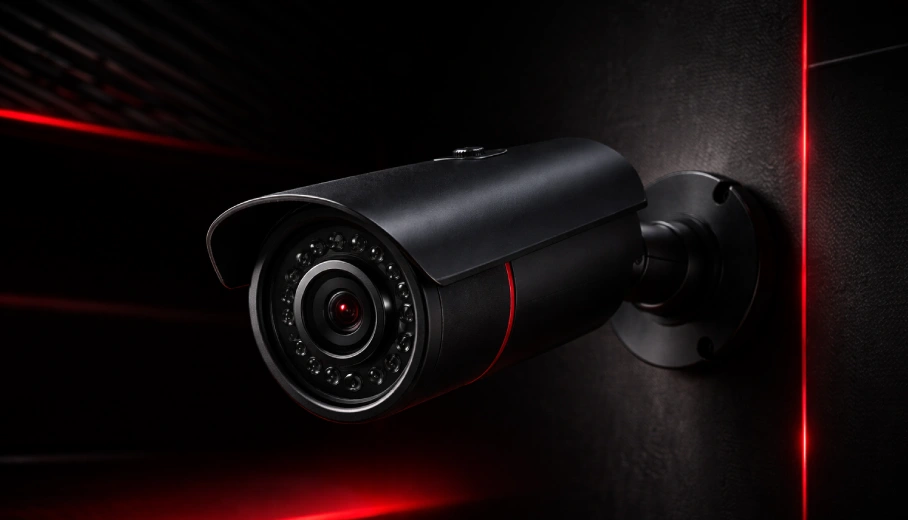 Sleek security camera in low light